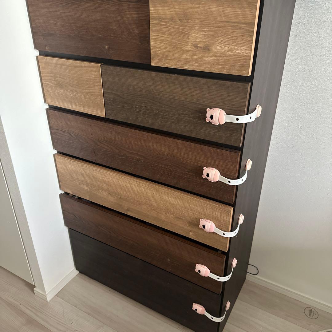 ニトリ　木製チェスト 6段 ダークブラウン