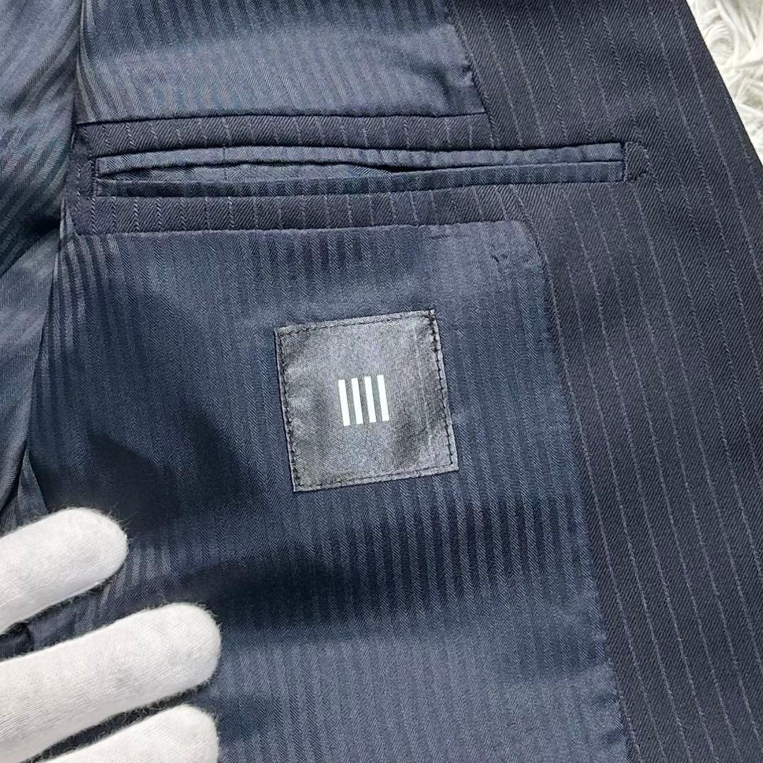 未使用級 スーツセレクト セットアップ ウール混 ネイビー 共布ボタン有 A6