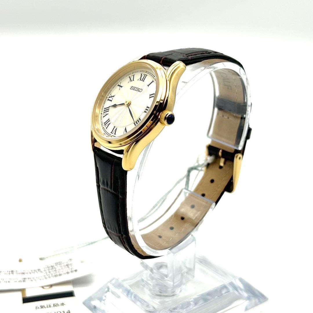 セイコー ナノユニバース コラボ 腕時計 レディース　未使用 レザーベルト 金色
