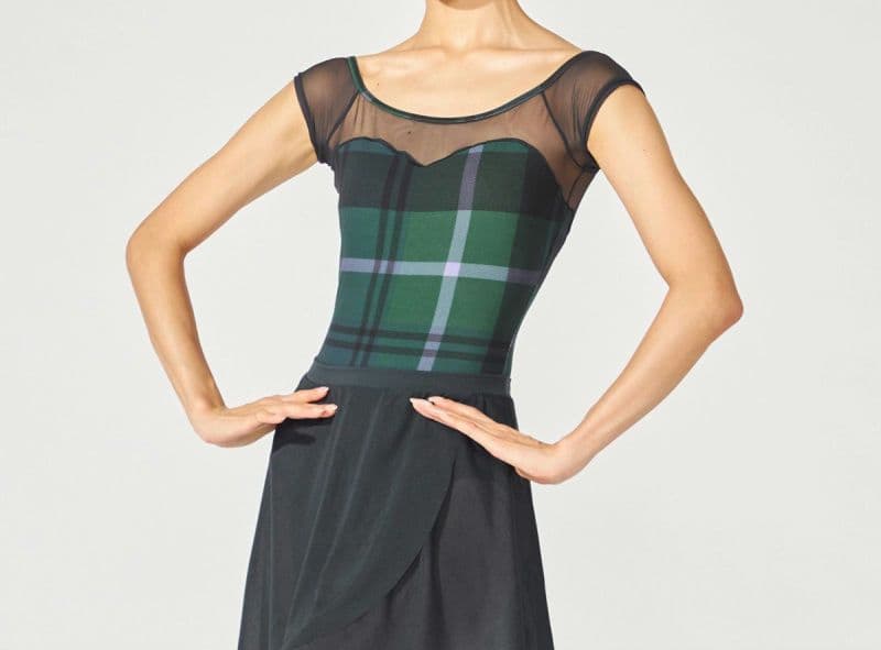 お値下げ　チャコット　チェック柄　ジョシュア エリス　フレンチスリーブレオタード