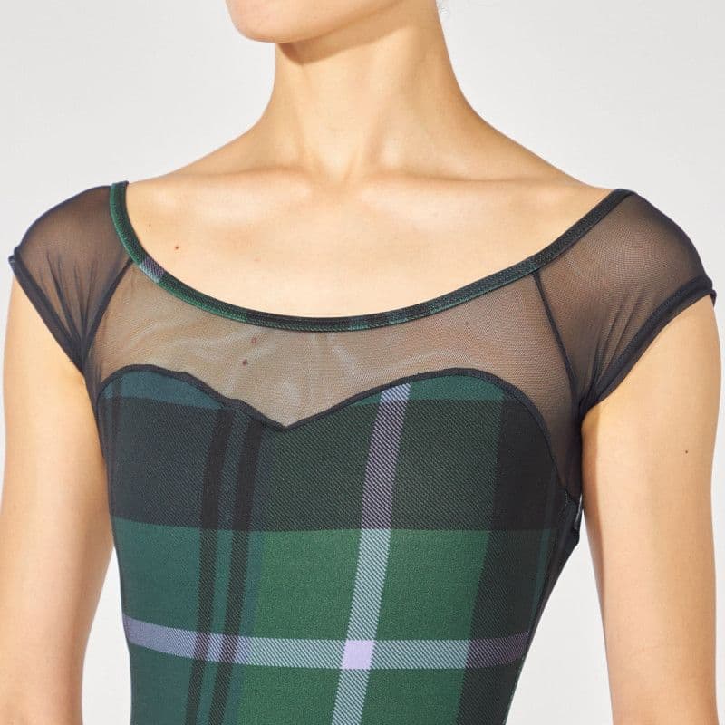 お値下げ　チャコット　チェック柄　ジョシュア エリス　フレンチスリーブレオタード