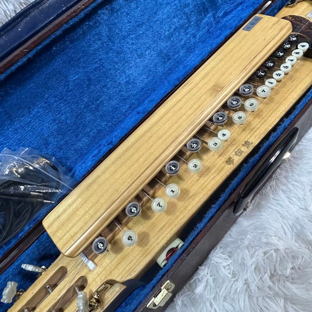 【美品】琴伝流 敷島クリア 電気 大正琴 ナチュラル木目 河合楽器