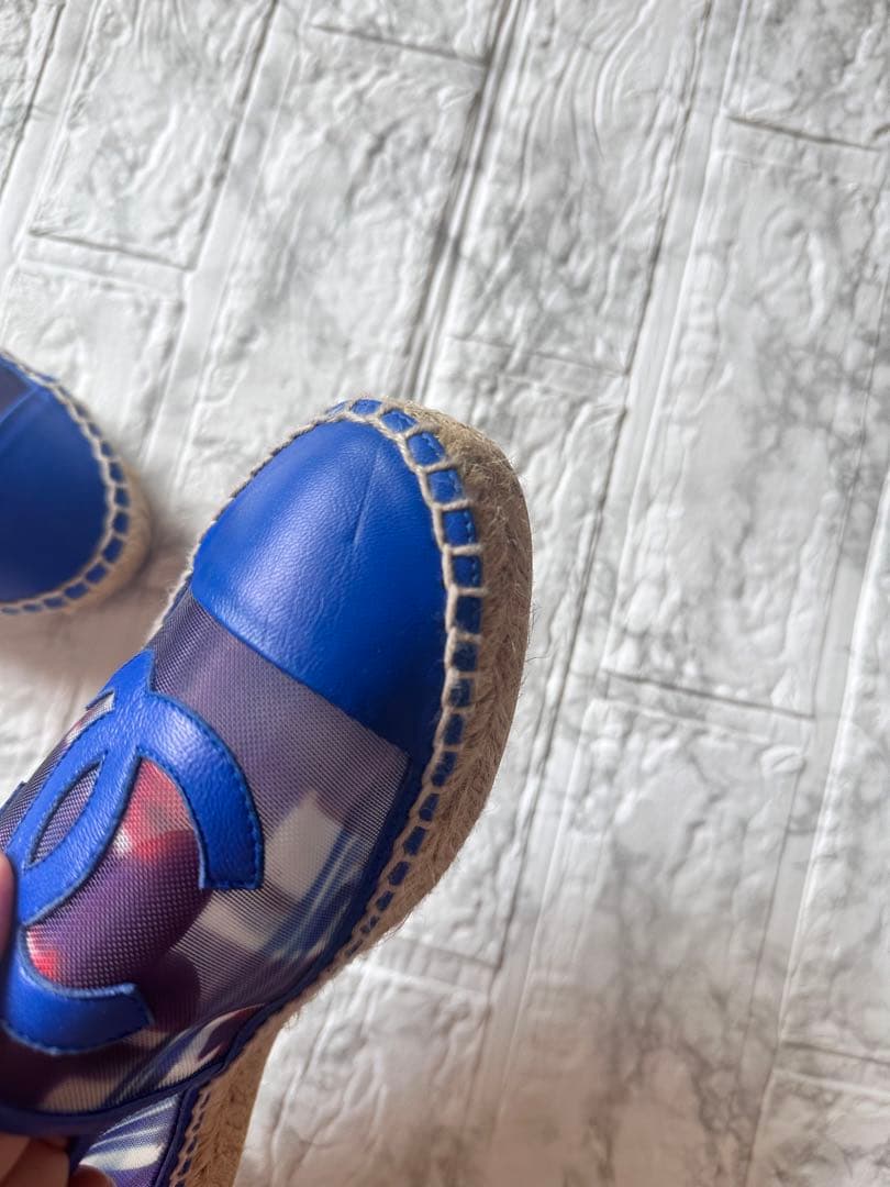 CHANEL 青 メッシュ エスパドリーユ　38サイズ　未使用