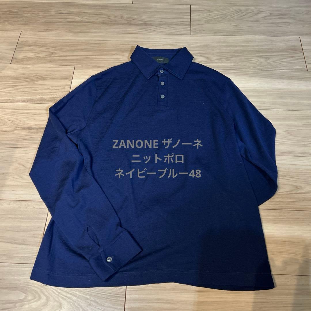 ザノーネ　ニットポロ　ネイビーブルー48