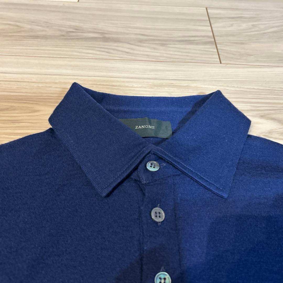 ザノーネ　ニットポロ　ネイビーブルー48