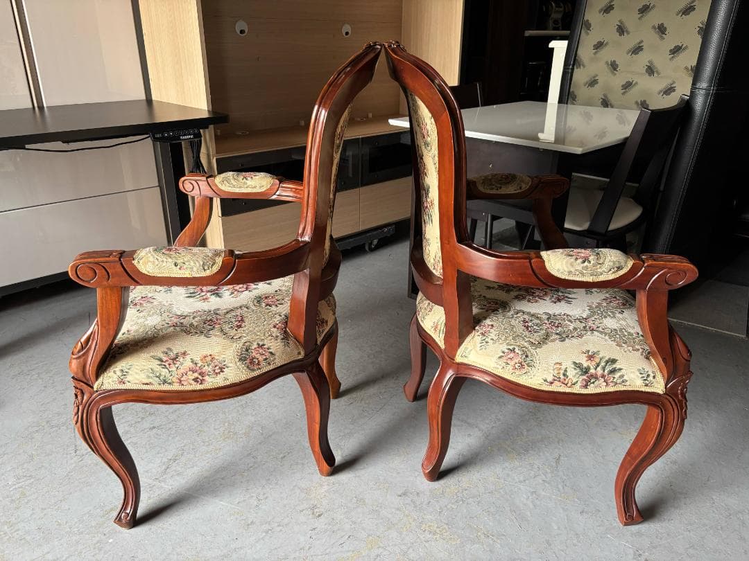 ②rieko-4622 アンティーク 猫脚椅子、チェア、肘掛付き1脚のみ