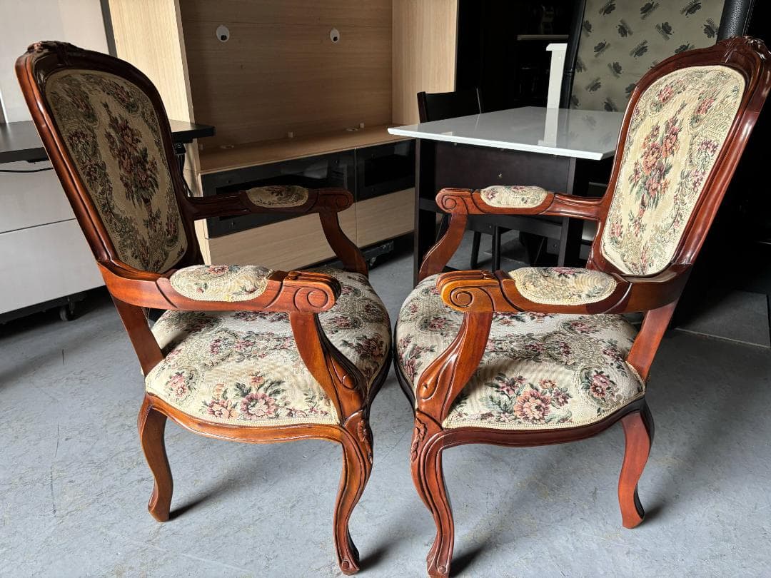 ②rieko-4622 アンティーク 猫脚椅子、チェア、肘掛付き1脚のみ