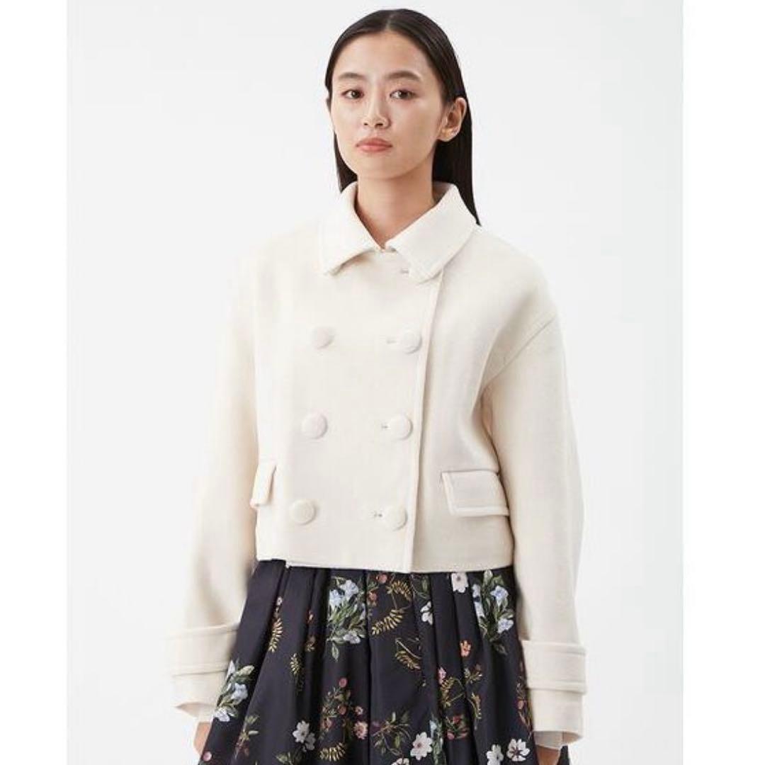 ミラオーウェン　ウールカシミヤショート丈ピーコート