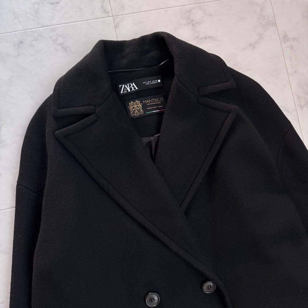 美品　ZARA ザラ　MANTECO ダブルブレスト　ウール　ロングコート　S