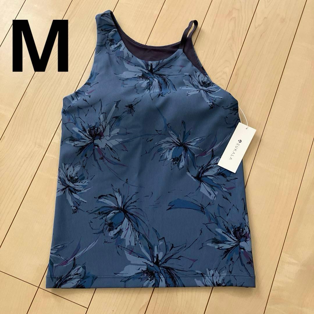 SUKALA リブBigフラワープリントタンクトップ　ヨガウェア