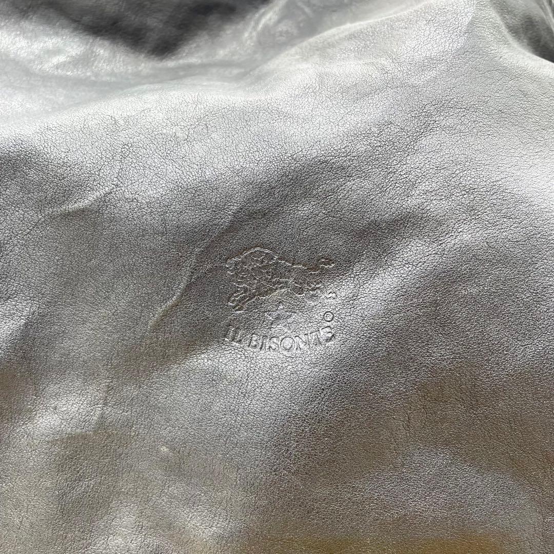 【美品】イルビゾンテ　ショルダーバッグ　ハーフムーン　ロゴ型押し　レザー　黒