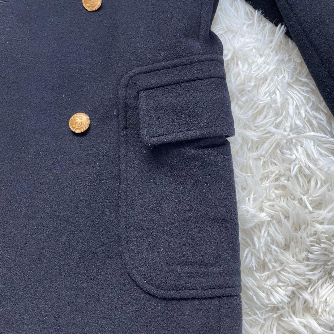 NEWYORKERカシミヤ混ICHITEKI紺色金ボタンダブルチェスターコート