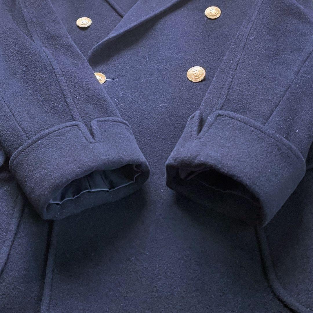 NEWYORKERカシミヤ混ICHITEKI紺色金ボタンダブルチェスターコート