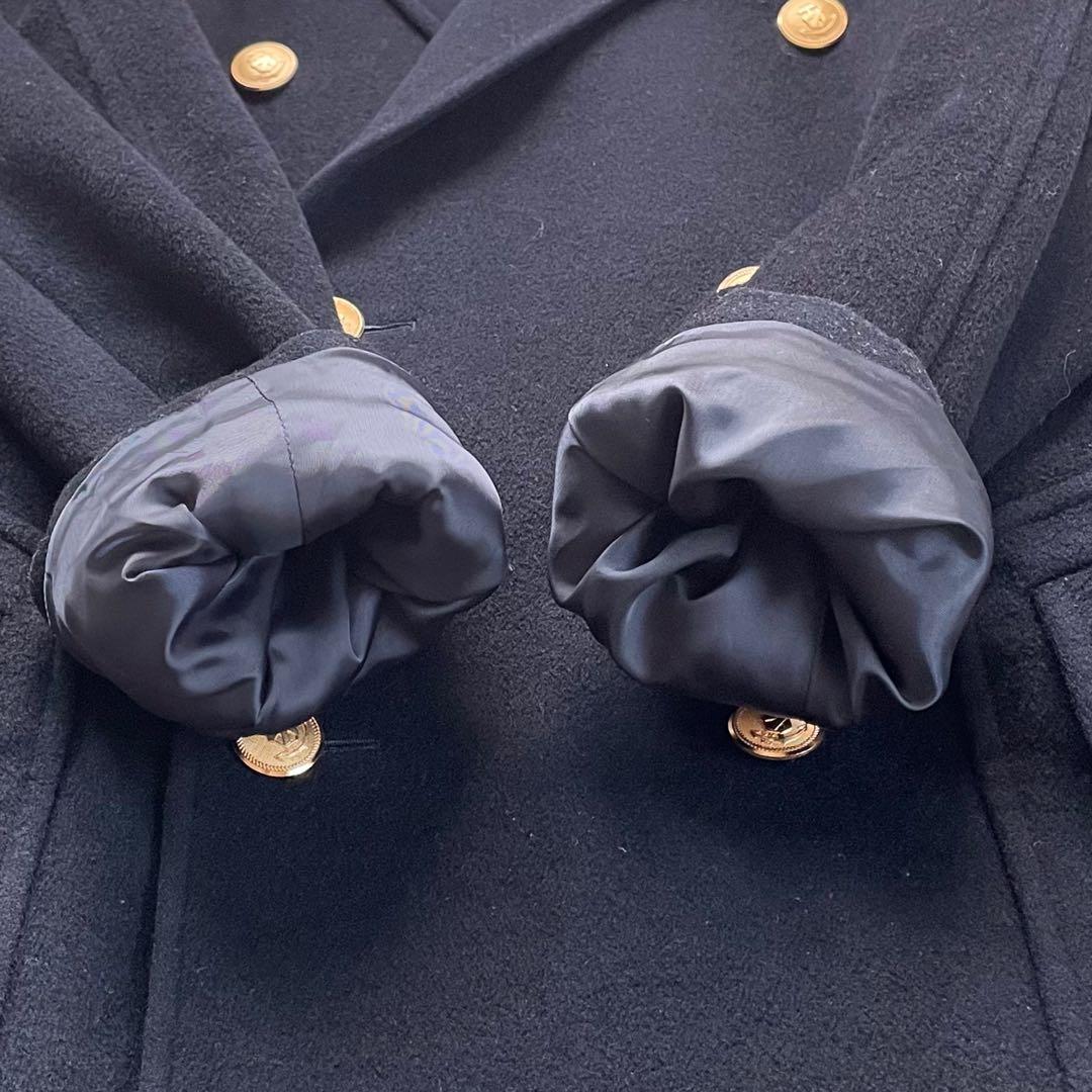 NEWYORKERカシミヤ混ICHITEKI紺色金ボタンダブルチェスターコート