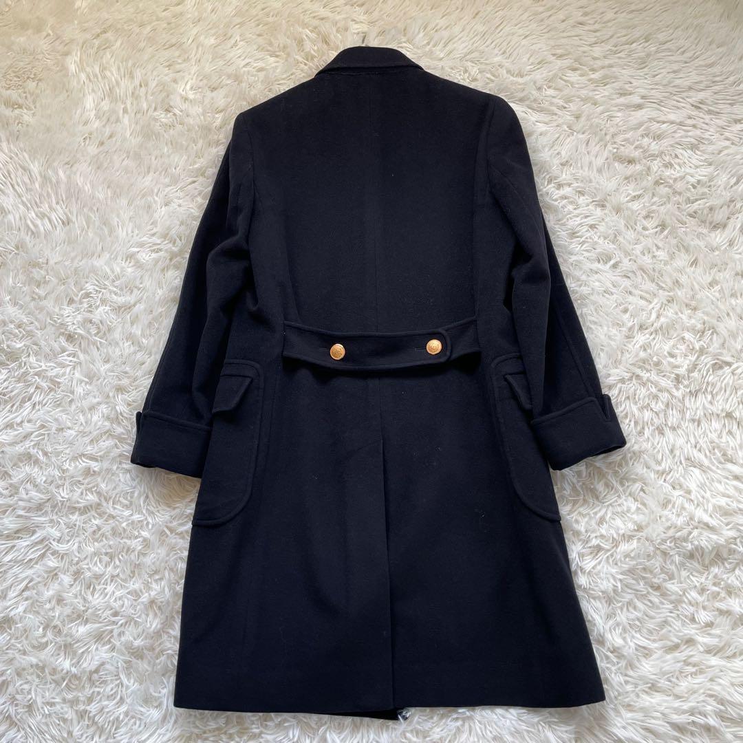 NEWYORKERカシミヤ混ICHITEKI紺色金ボタンダブルチェスターコート