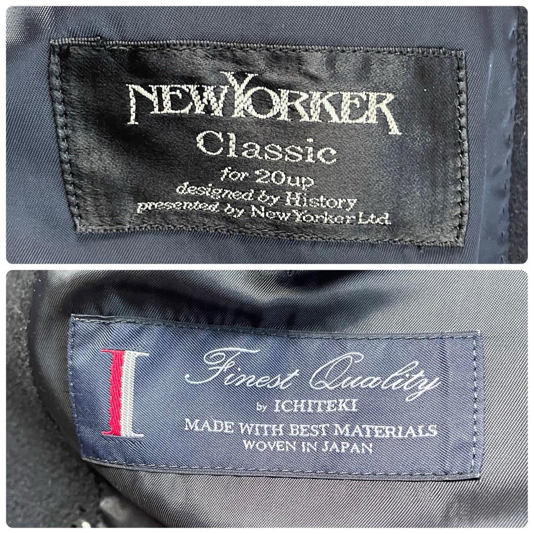 NEWYORKERカシミヤ混ICHITEKI紺色金ボタンダブルチェスターコート