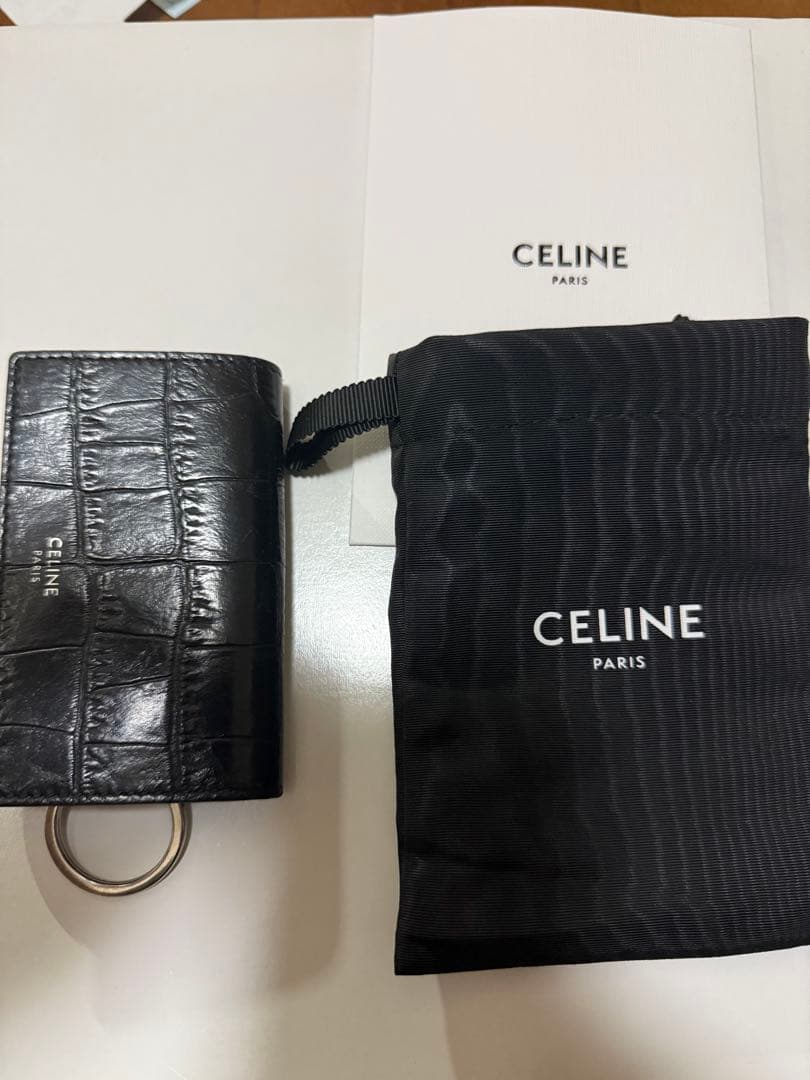 CELINE ブラック クロコダイル風キーケース