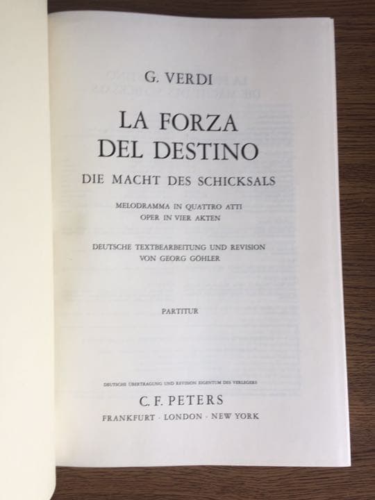 ヴェルディ：運命の力〜 ペータース版