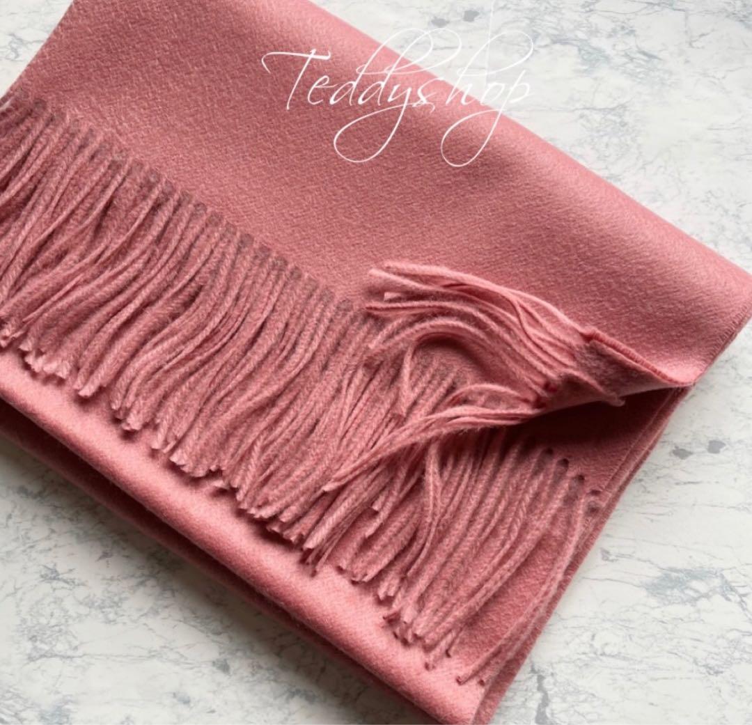 極上カシミヤ100%☆大判 ストール☆ スモーキーピンク