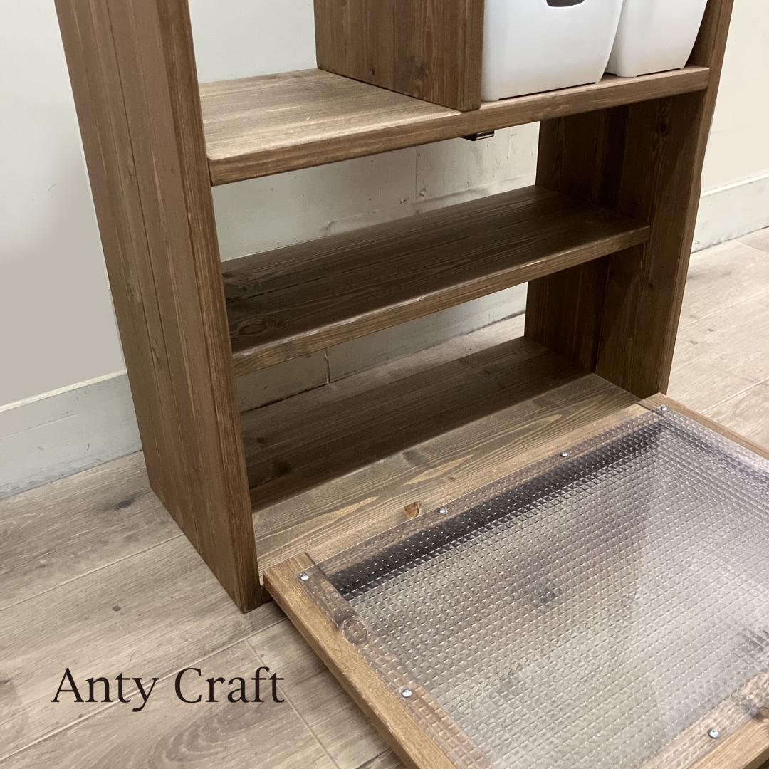 扉付きキッチン収納（ケース大1・小1付）カフェ風食器棚 スパイスラック 完成品