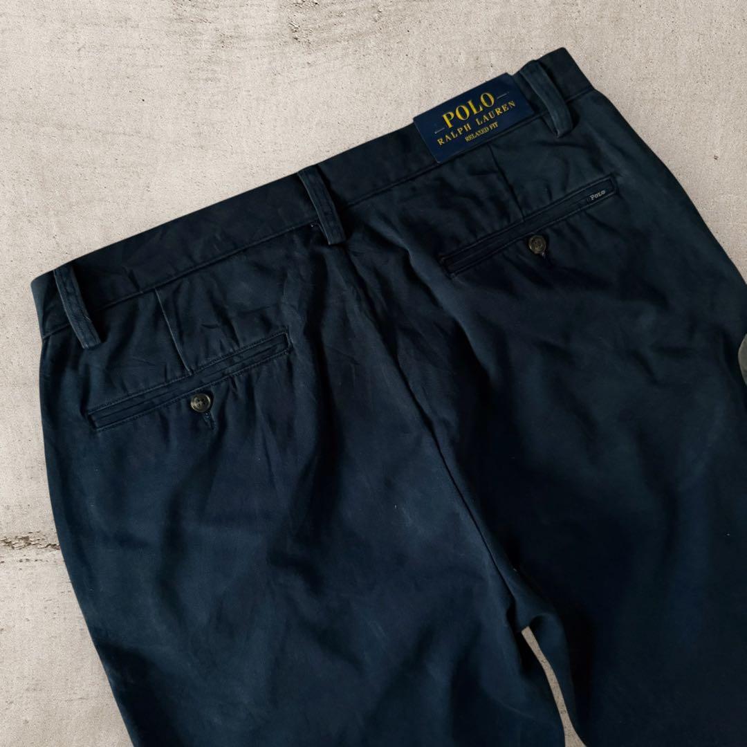希少デッドストックPoloRalphLaurenラルフローレンチノパンW32濃紺