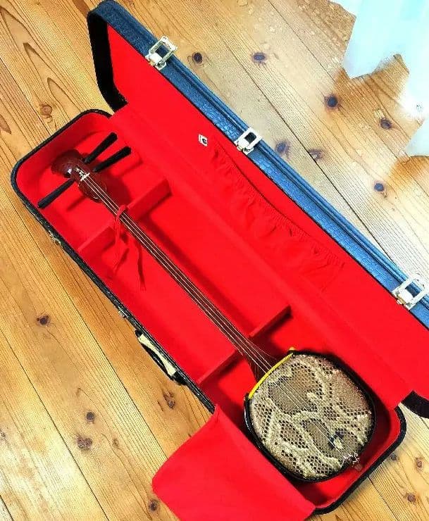 三線 紫檀 本革強化張り真壁型 美品 美音