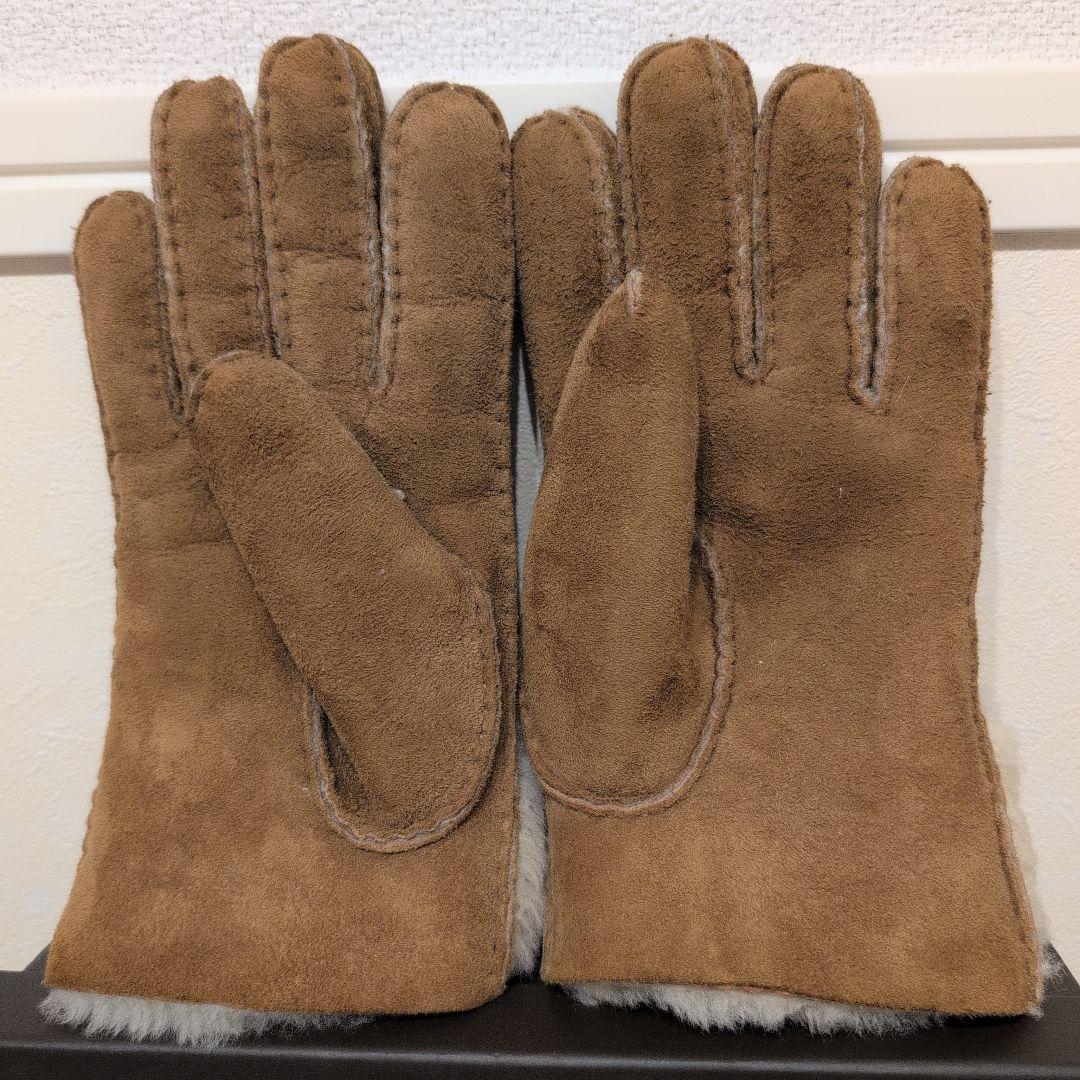 美品 UGG リボン　ベージュ　 シープスキン 手袋 L