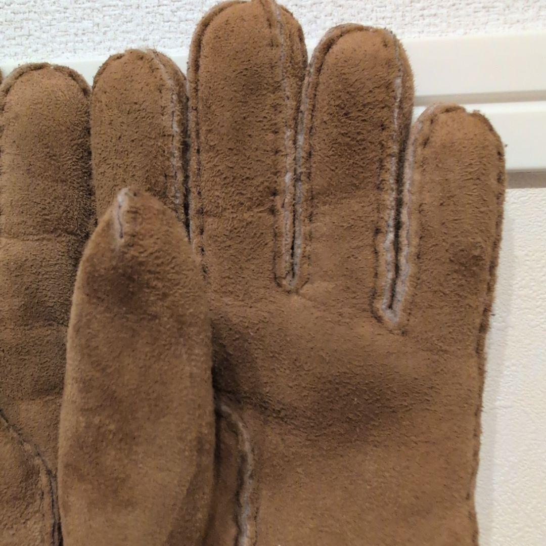美品 UGG リボン　ベージュ　 シープスキン 手袋 L