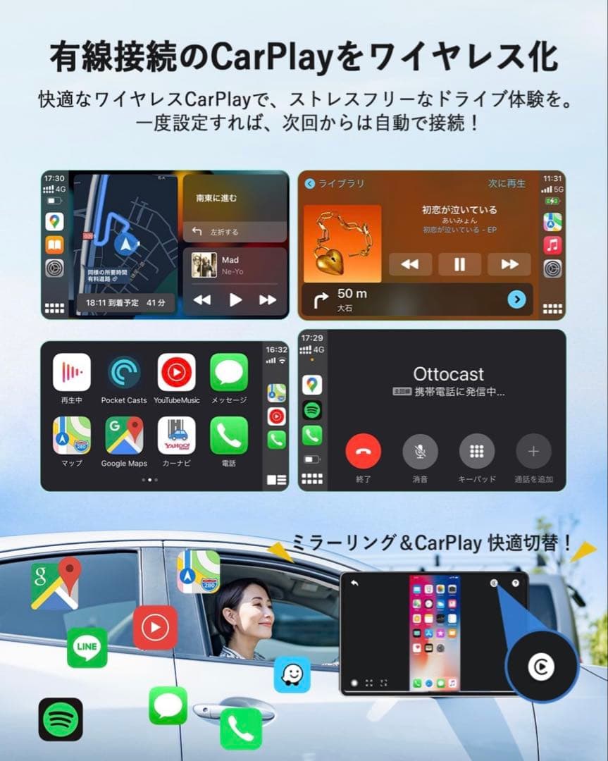 Ottocast MirrorTouch ミラーリングアダプタ　CarPlay