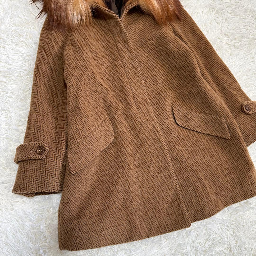 フェンディ　ロングコート　フォックスファー　アルパカ　モヘヤ　ヘリンボーン 42