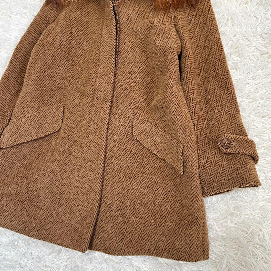 フェンディ　ロングコート　フォックスファー　アルパカ　モヘヤ　ヘリンボーン 42