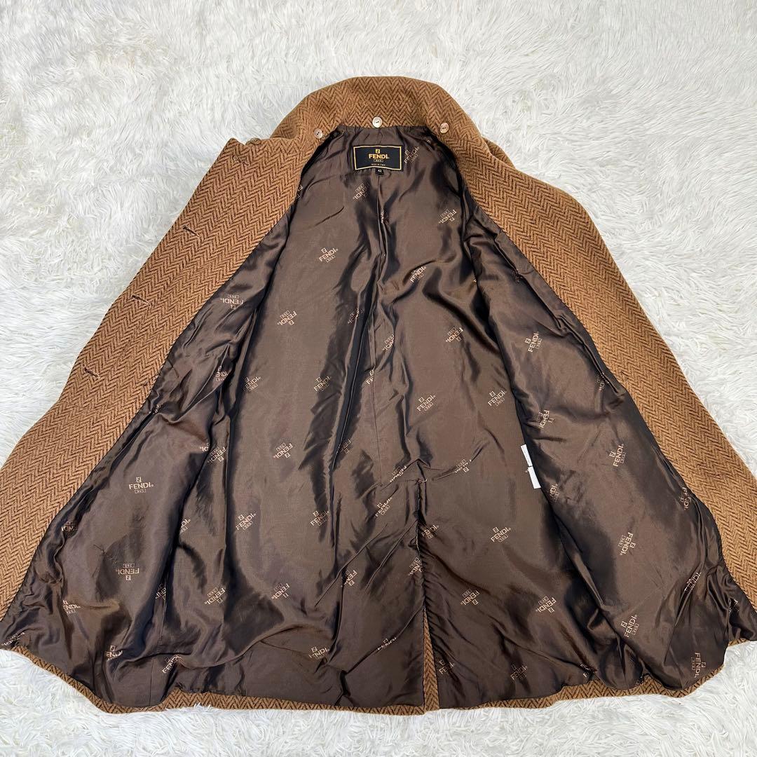 フェンディ　ロングコート　フォックスファー　アルパカ　モヘヤ　ヘリンボーン 42