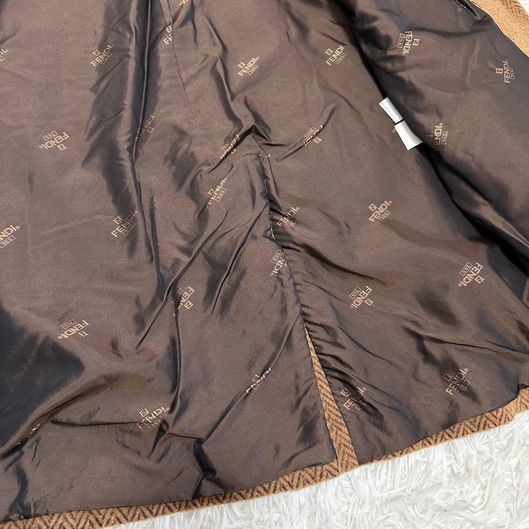 フェンディ　ロングコート　フォックスファー　アルパカ　モヘヤ　ヘリンボーン 42