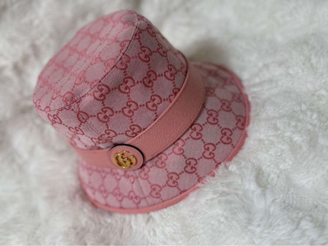 GUCCI ピンク GGパターン バケットハット Mサイズ