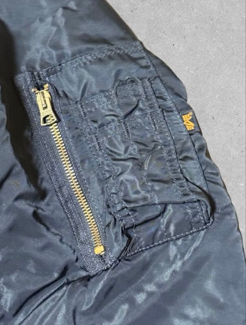 80s USA製 ALPHA MA-1 黒裏地 IDEALジップ M アルファ社