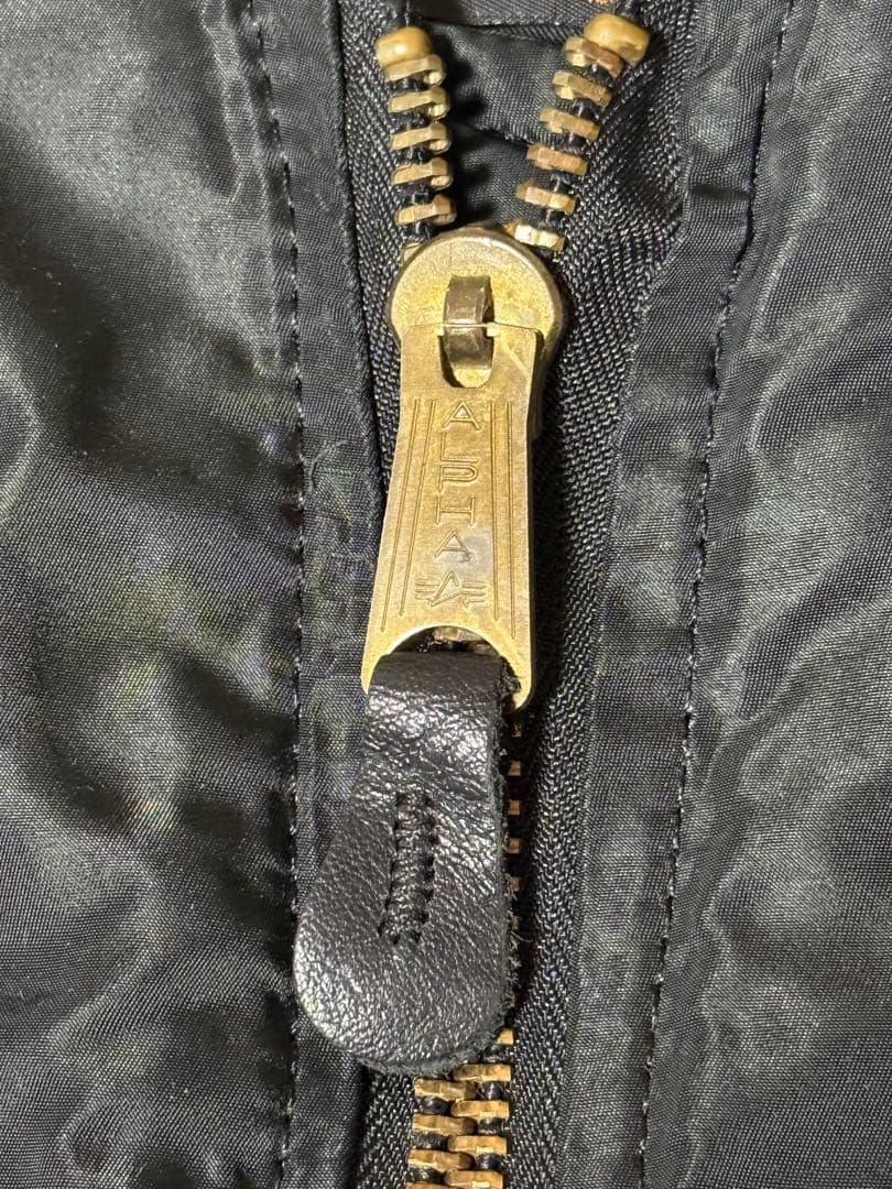 80s USA製 ALPHA MA-1 黒裏地 IDEALジップ M アルファ社