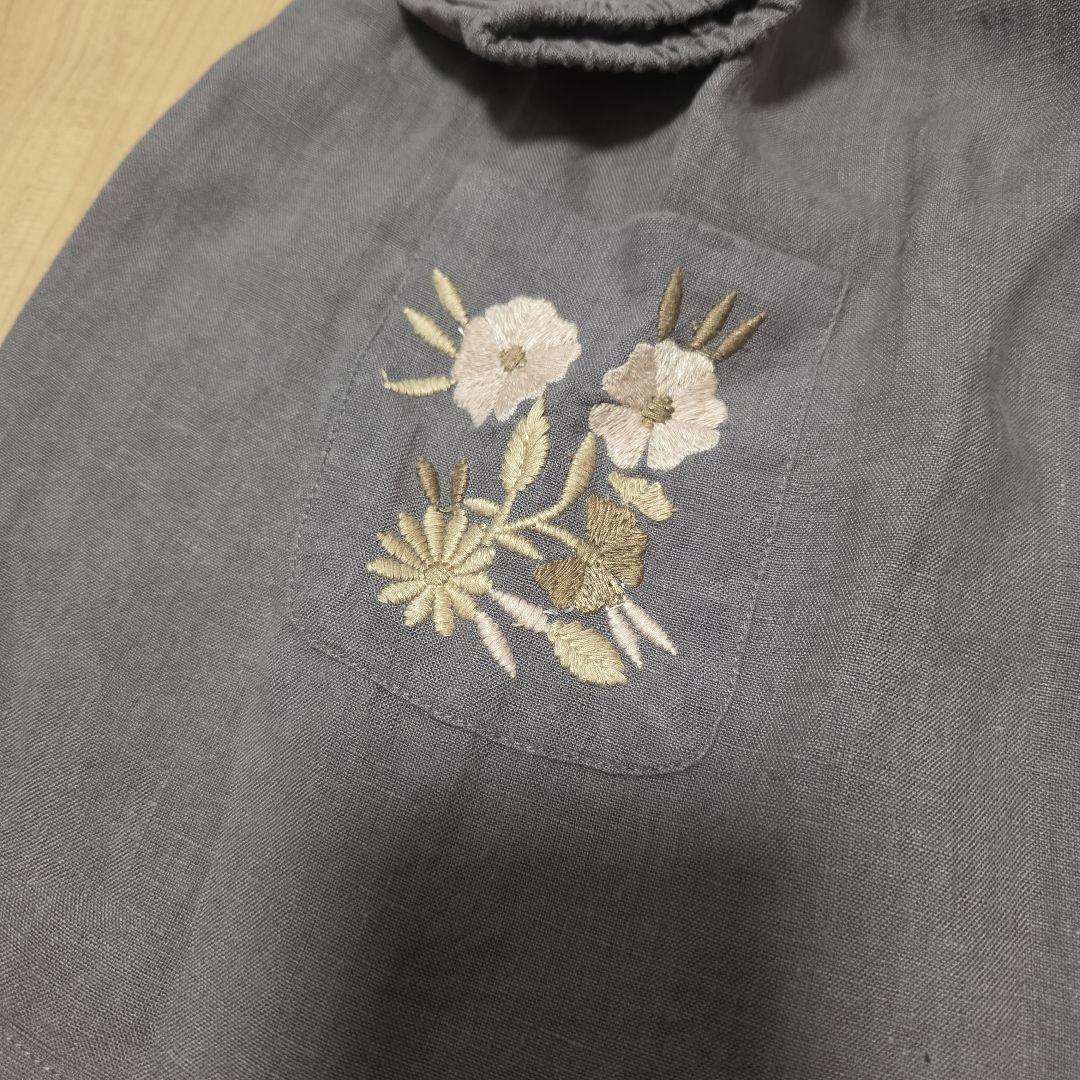 Apolina グレー刺繍ワンピース 3-5Y