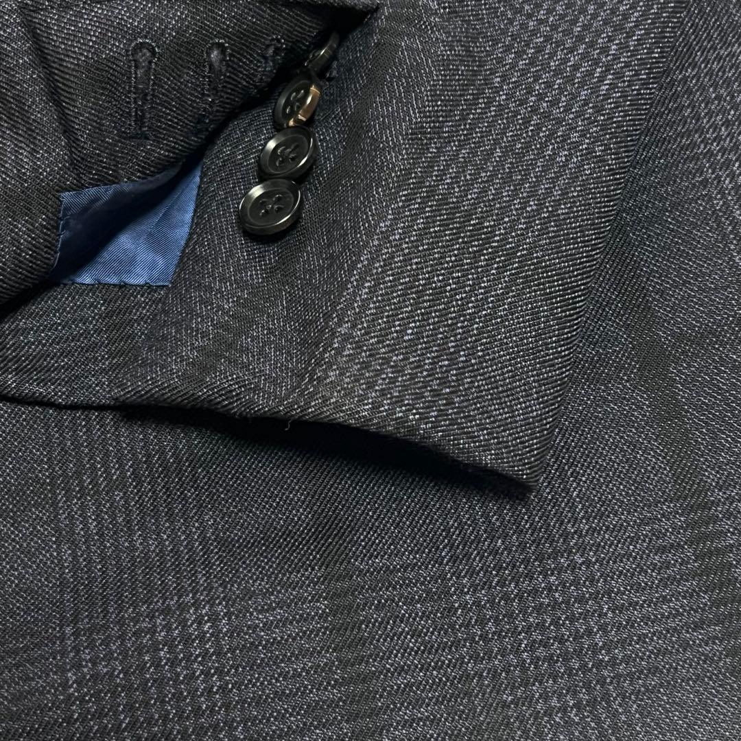 【美品】ブリッラペルイルグスト　ダブルスーツセットアップ　チェック　紺　52