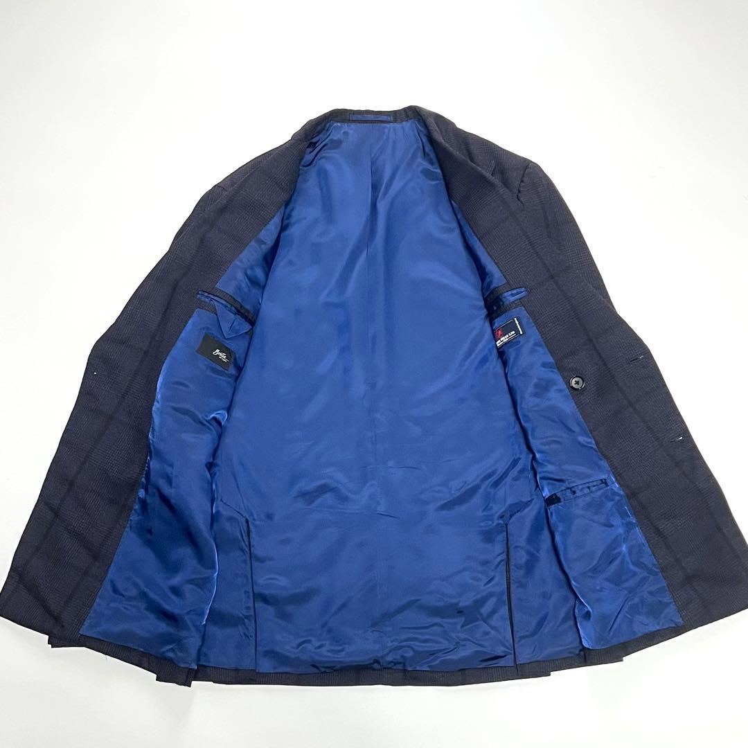 【美品】ブリッラペルイルグスト　ダブルスーツセットアップ　チェック　紺　52