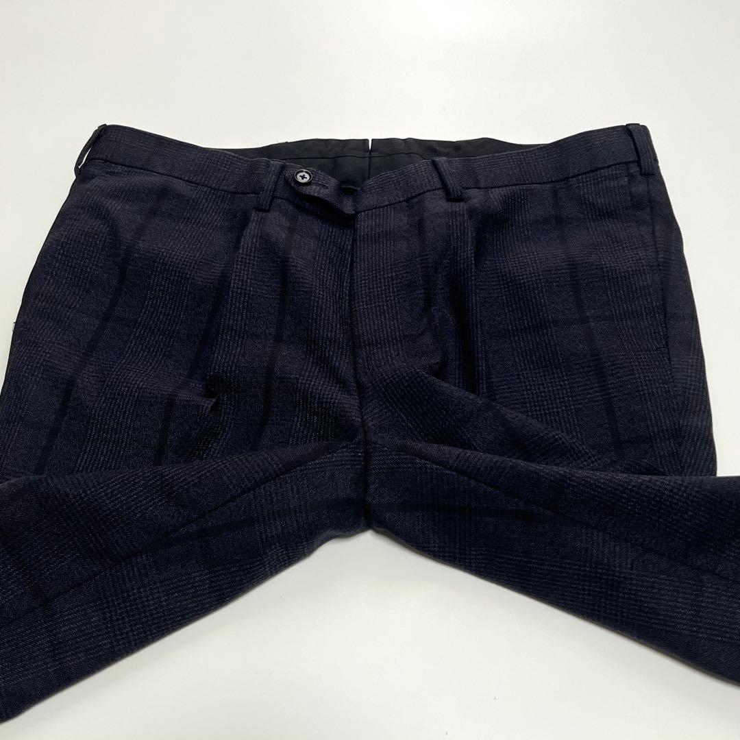 【美品】ブリッラペルイルグスト　ダブルスーツセットアップ　チェック　紺　52