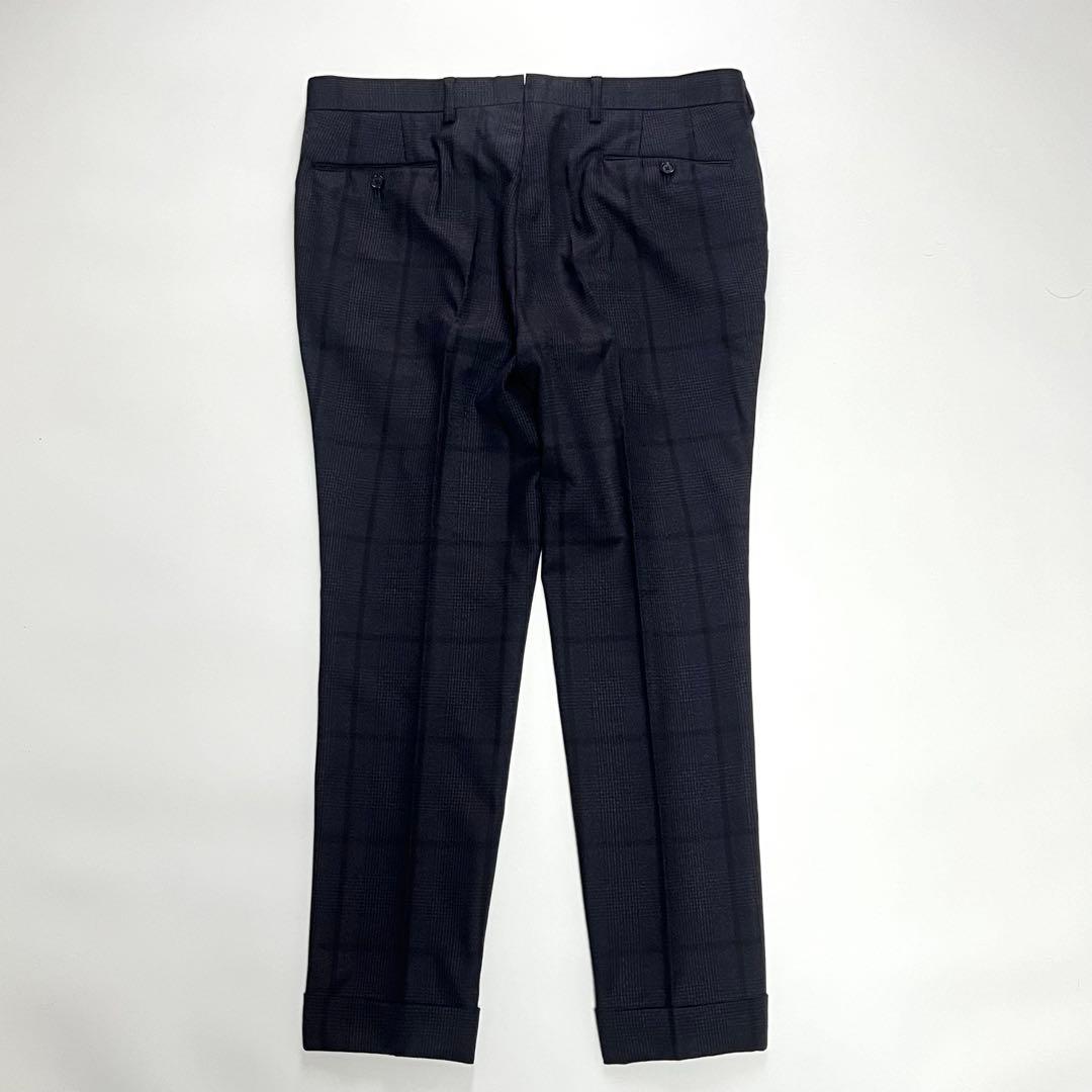 【美品】ブリッラペルイルグスト　ダブルスーツセットアップ　チェック　紺　52