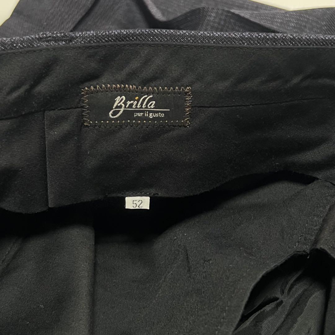 【美品】ブリッラペルイルグスト　ダブルスーツセットアップ　チェック　紺　52