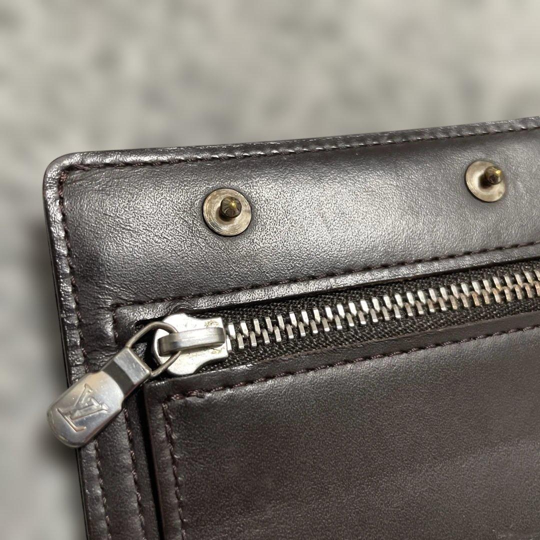 Louis Vuitton モノグラムグラセ 二つ折り財布 ダークブラウン