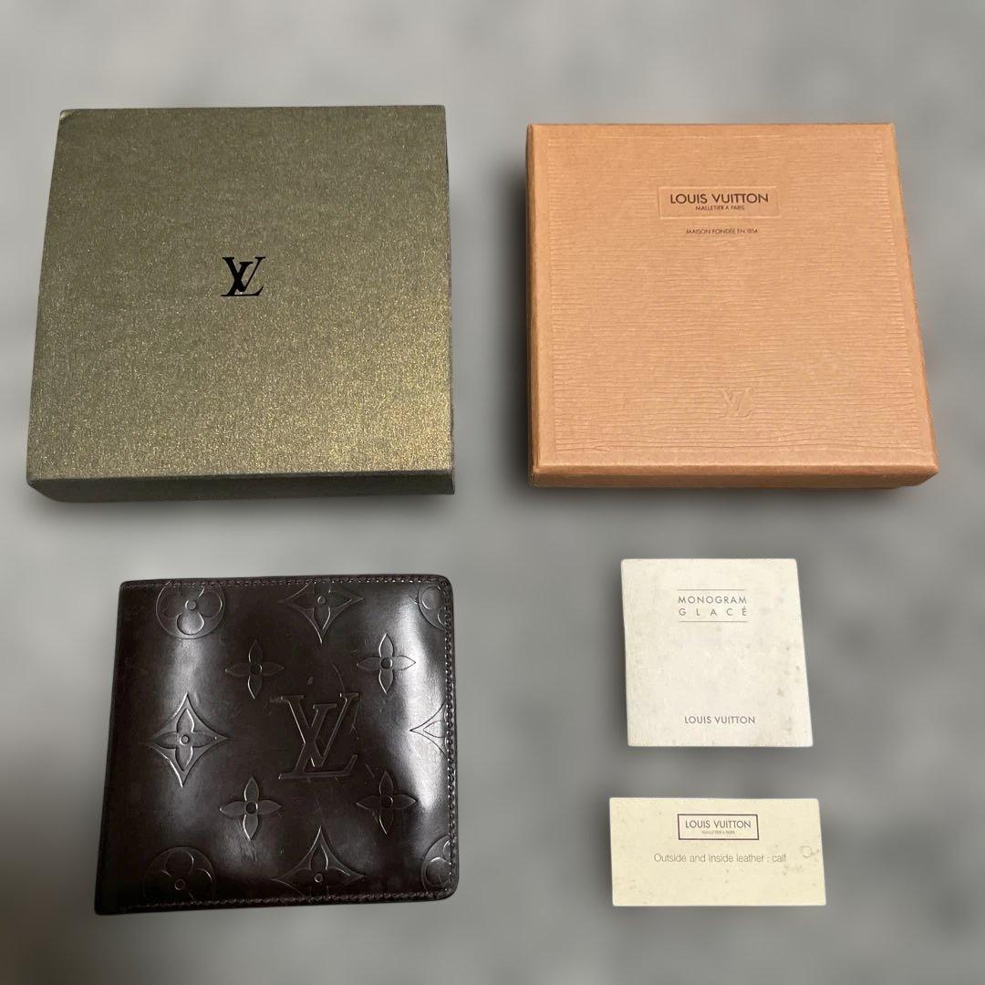 Louis Vuitton モノグラムグラセ 二つ折り財布 ダークブラウン