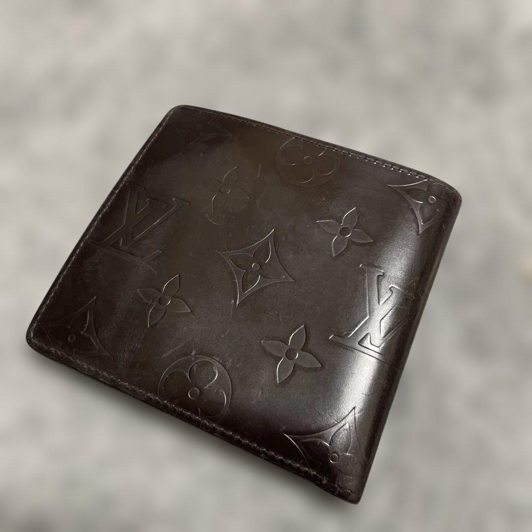 Louis Vuitton モノグラムグラセ 二つ折り財布 ダークブラウン