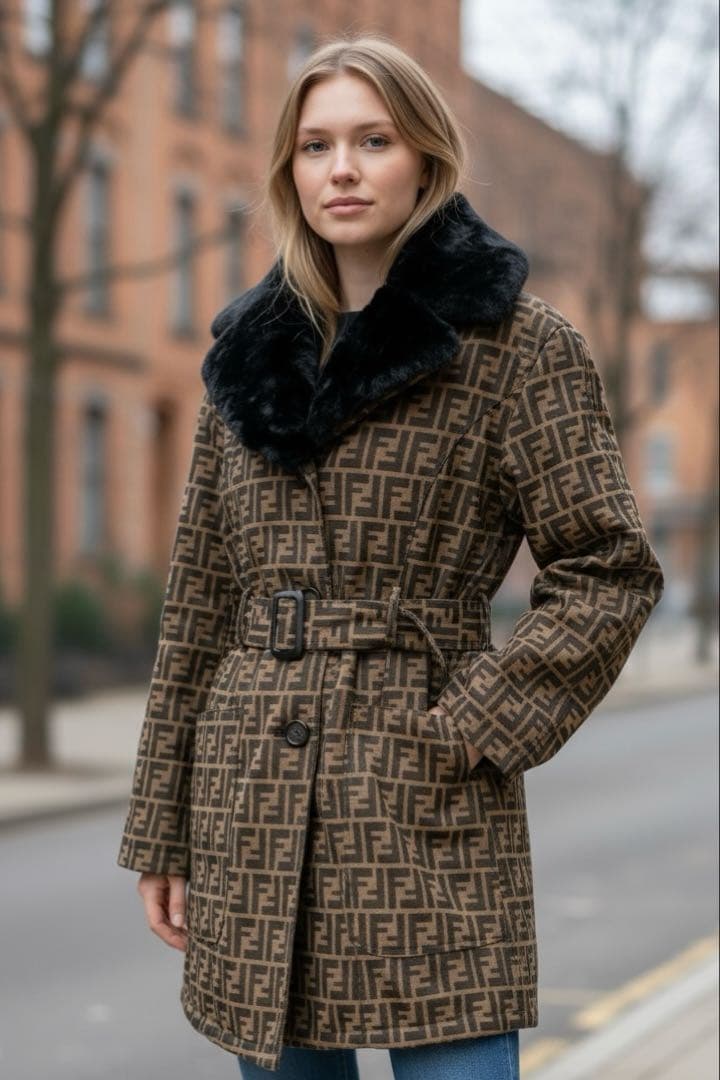 最高級 ✨極美品 FENDI ズッカ柄 2way ファー ベルト付トレンチコート