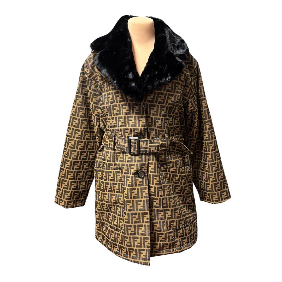 最高級 ✨極美品 FENDI ズッカ柄 2way ファー ベルト付トレンチコート