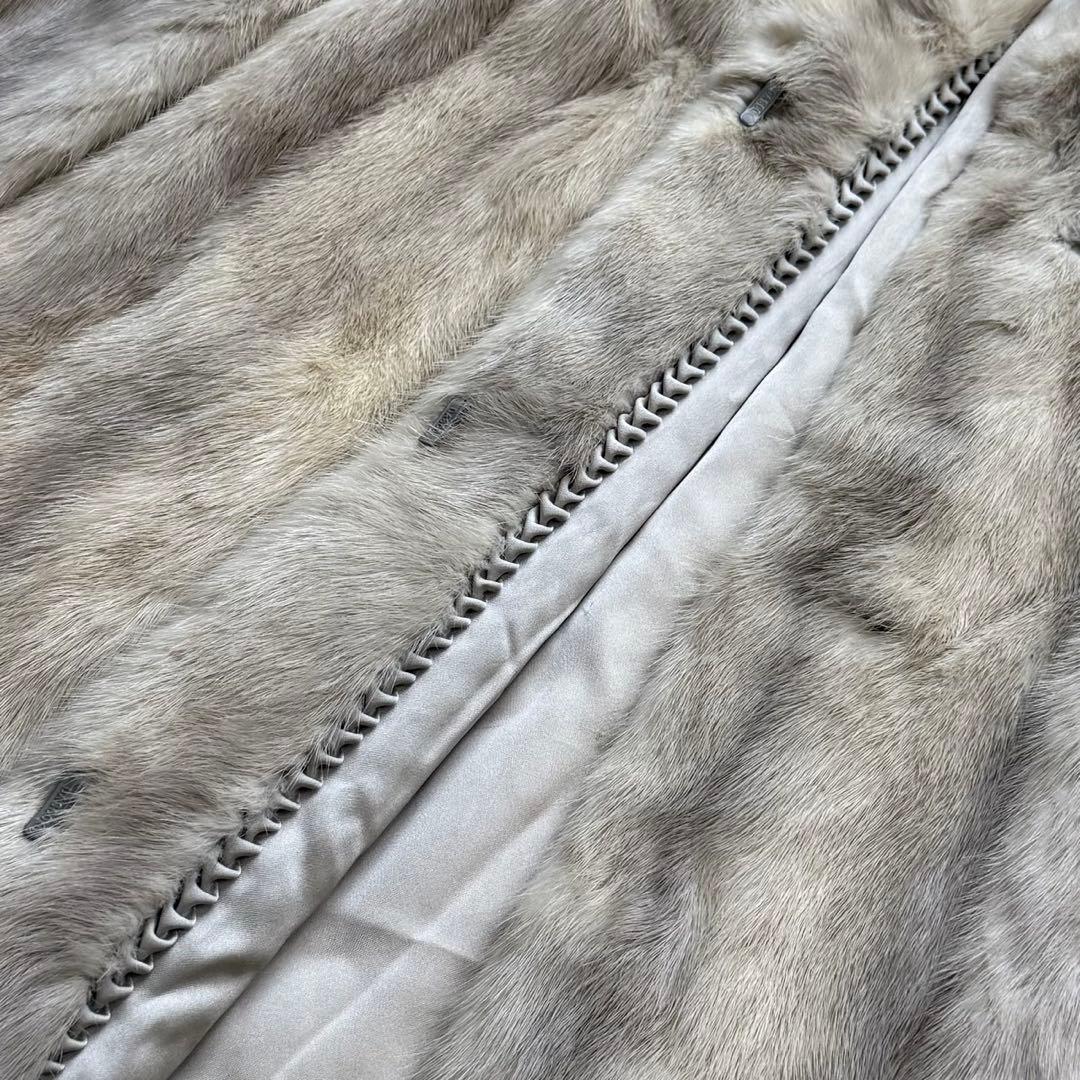 総丈100●サファイアミンク ロングコート リアルファー 本毛皮 XL