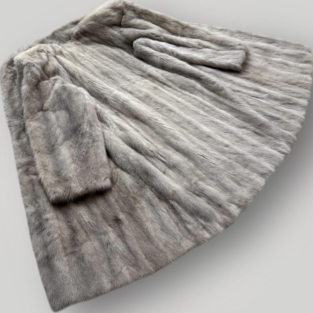 総丈100●サファイアミンク ロングコート リアルファー 本毛皮 XL