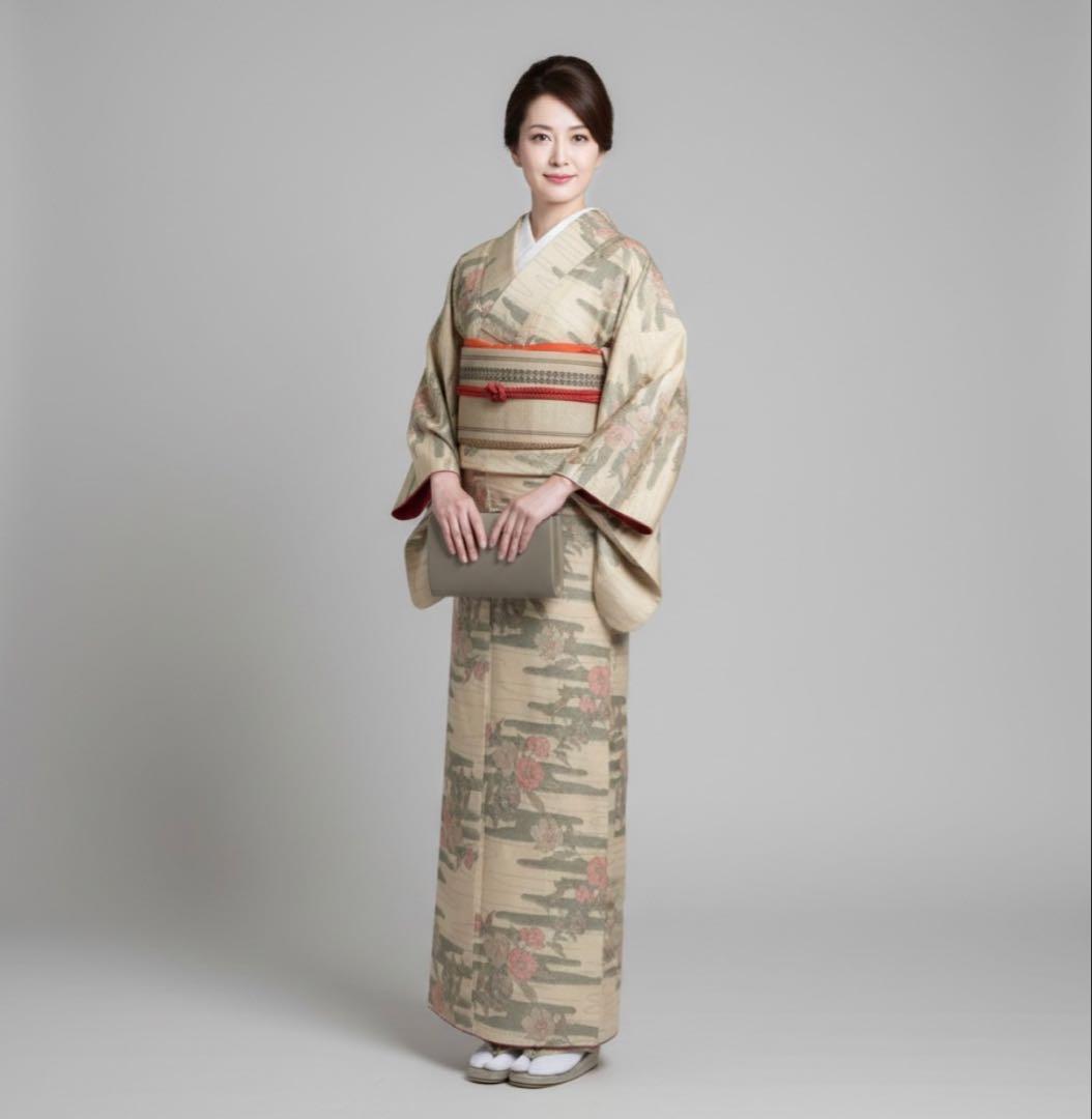 グ*マ様 モ46 未使用近い　美品　袷　正絹　白大島　白紬　大島紬　フルセット